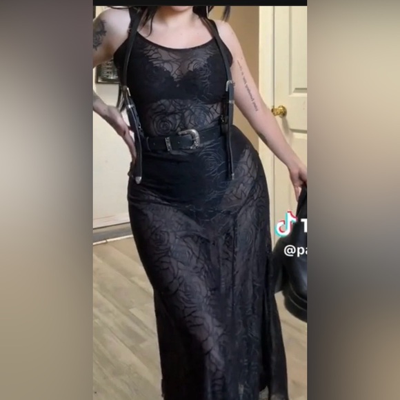 Tropic Corpse Shop Baby Rose Sheer Black Maxi Dress - Picture 2 of 9